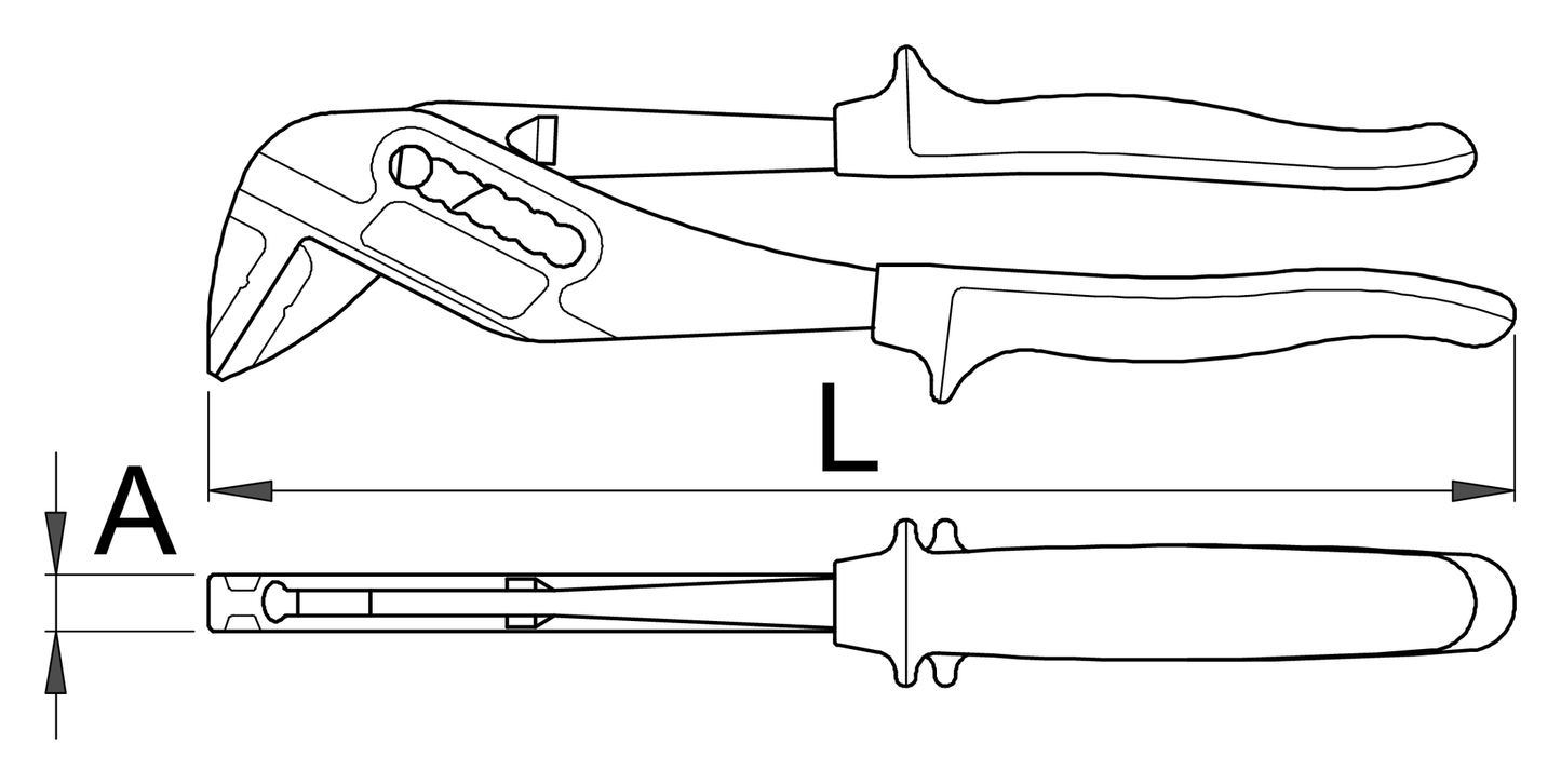 Unior 449/1PYTHON dimension drawing: L = 240 mm overall length, A = 11 mm jaw thickness