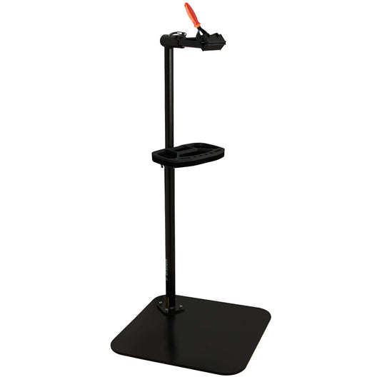 Unior 1693BS Single Arm Professional Repair Stand: a freestanding shop stand with quick-release clamp, tool tray, and stable cast base, representative of the single-arm shop-stand archetype covered in this buying guide.