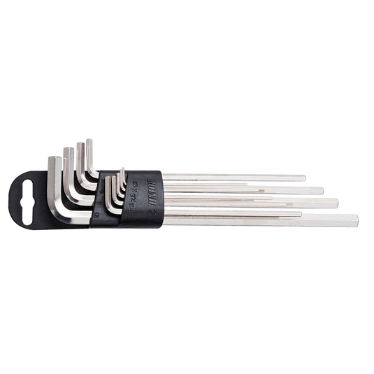 Unior 220/3LPH 9-piece long hex wrench set, 1.5 to 10 mm flat-end keys on plastic clip index