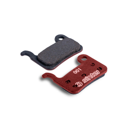 Sinter 001 Red disc brake pads, organic compound pair on steel backing plate for Shimano A/M-type calipers