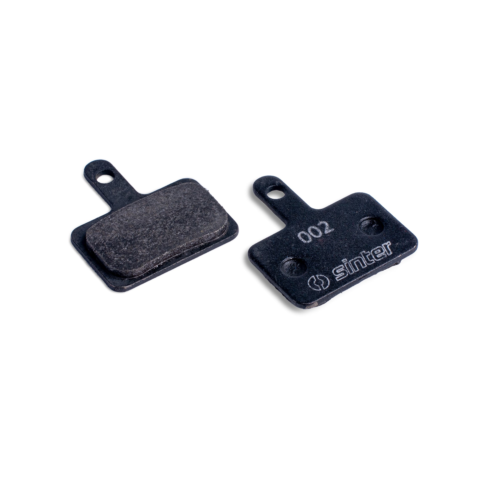 Sinter Black 002 disc brake pad pair, organic friction face and 002 stamped back plate for Shimano Deore Alivio Acera