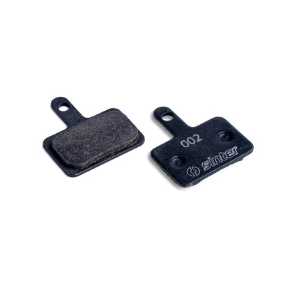 Sinter Black 002 disc brake pad pair, organic friction face and 002 stamped back plate for Shimano Deore Alivio Acera