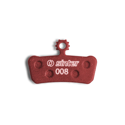 Sinter Red s008 organic disc brake pad with retaining tab, for SRAM G2, Guide and Trail calipers