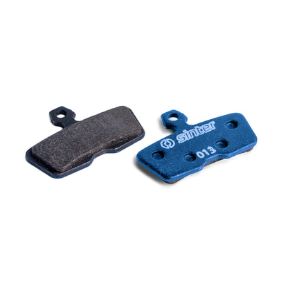 Sinter Blue s530 disc brake pads for SRAM Code and Avid, model 013, backing plate and friction face shown