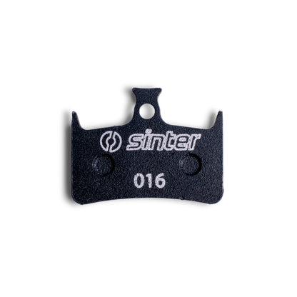Sinter Model 016 single black organic disc brake pad backplate with Sinter logo, Hope caliper fitment