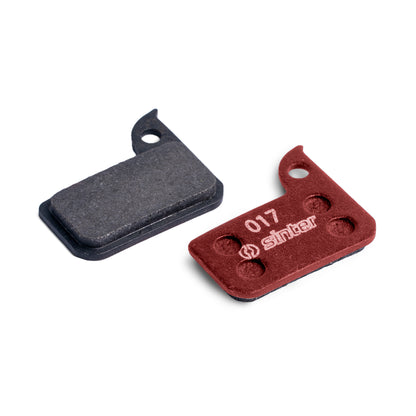 Sinter Red 017 disc brake pads for SRAM road brakes, back plate and organic friction face shown