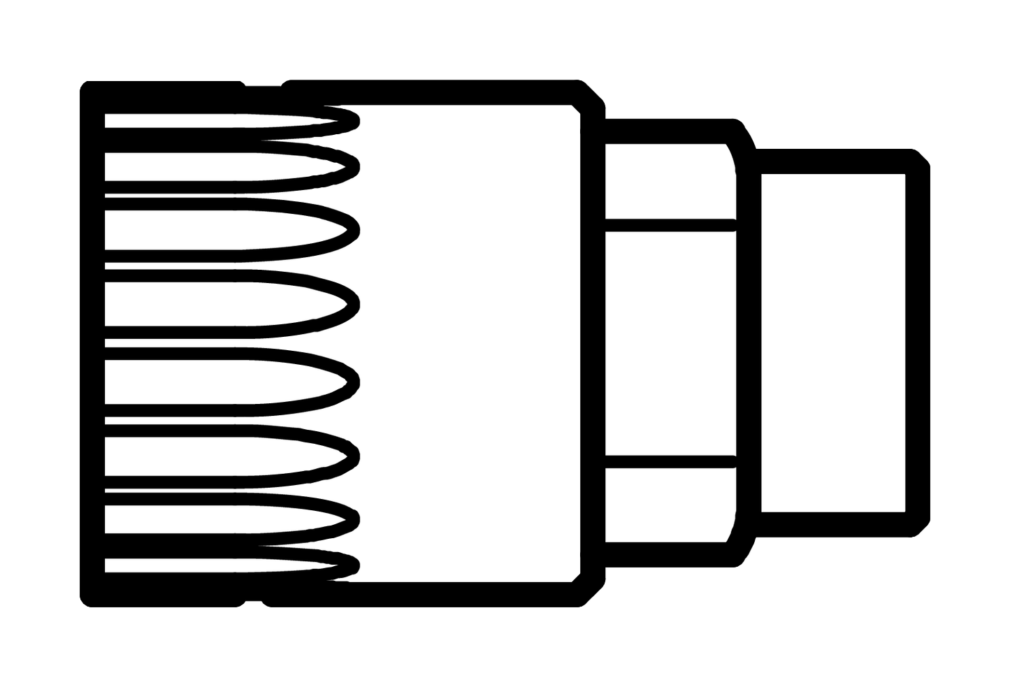 Line drawing of Unior 1671.1/4 20-tooth cartridge bottom bracket socket, side view, no dimension callouts