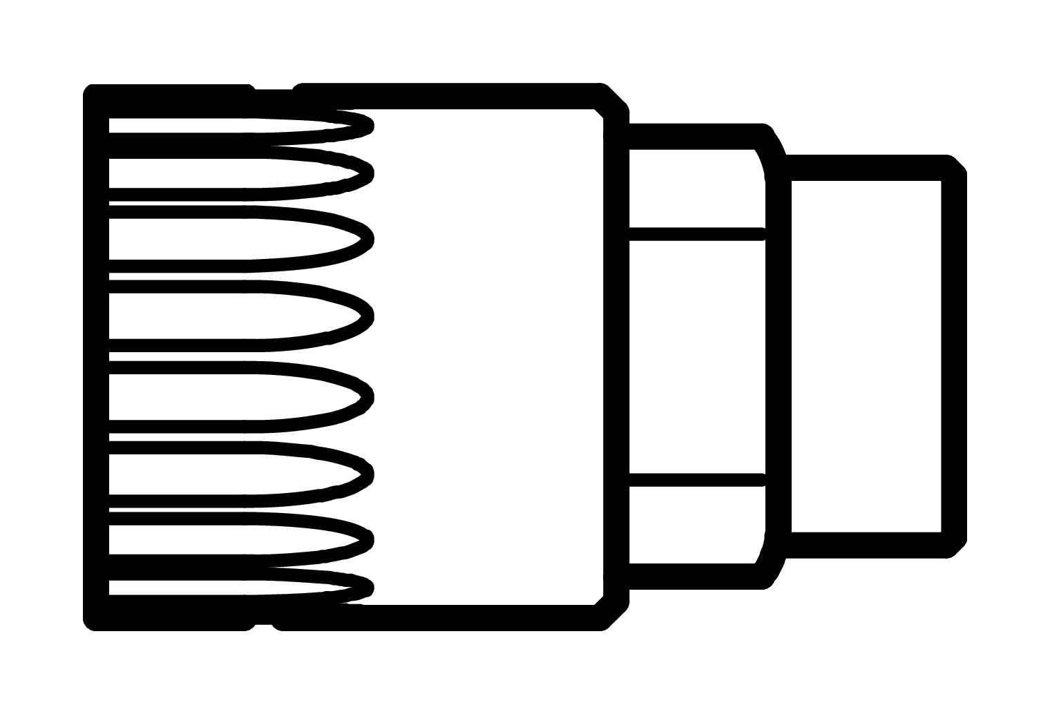 Line drawing of Unior 1671.1/4 20-tooth cartridge bottom bracket socket, side view, no dimension callouts