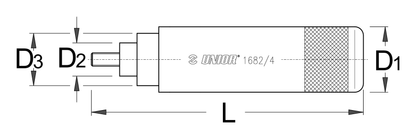 Unior Star Nut Setter 1682/4 dimension drawing with L, D1, D2, and D3 callouts