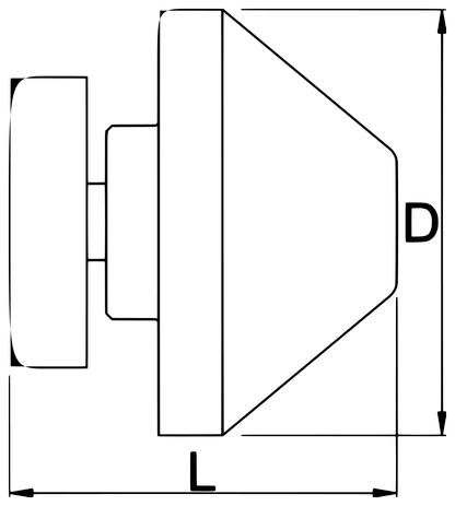 Dimension drawing of Unior Axle Adaptor 1689.3, side view with diameter D 22 mm and length L 20 mm