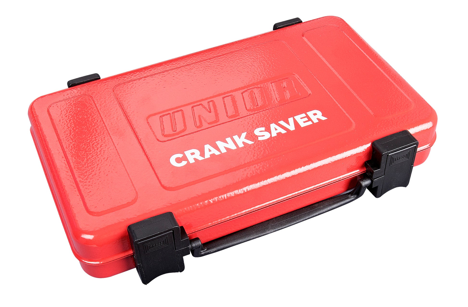 Unior Crank Saver Kit 1695MB1-US closed red metal storage case with carry handle and latches