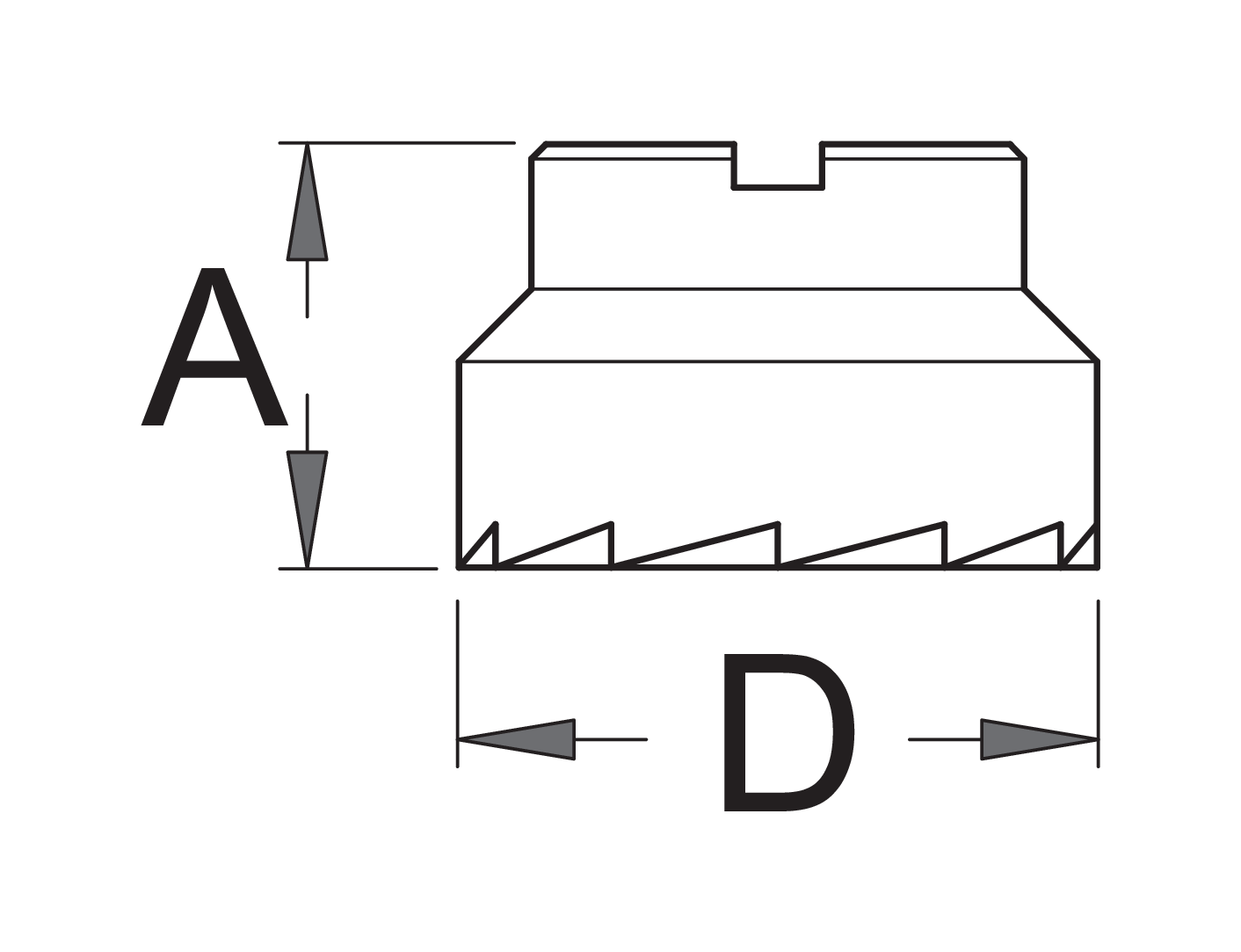 Unior 1699.1 bottom bracket reamer dimension drawing with A (thickness) and D (diameter) callouts