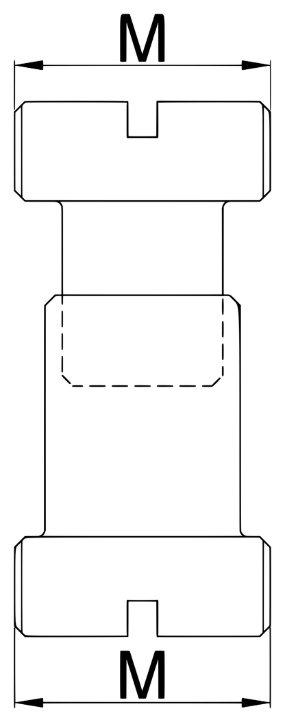 Unior 1699.4ITA bottom-bracket facing-guide dimension drawing with M thread callouts on both ends