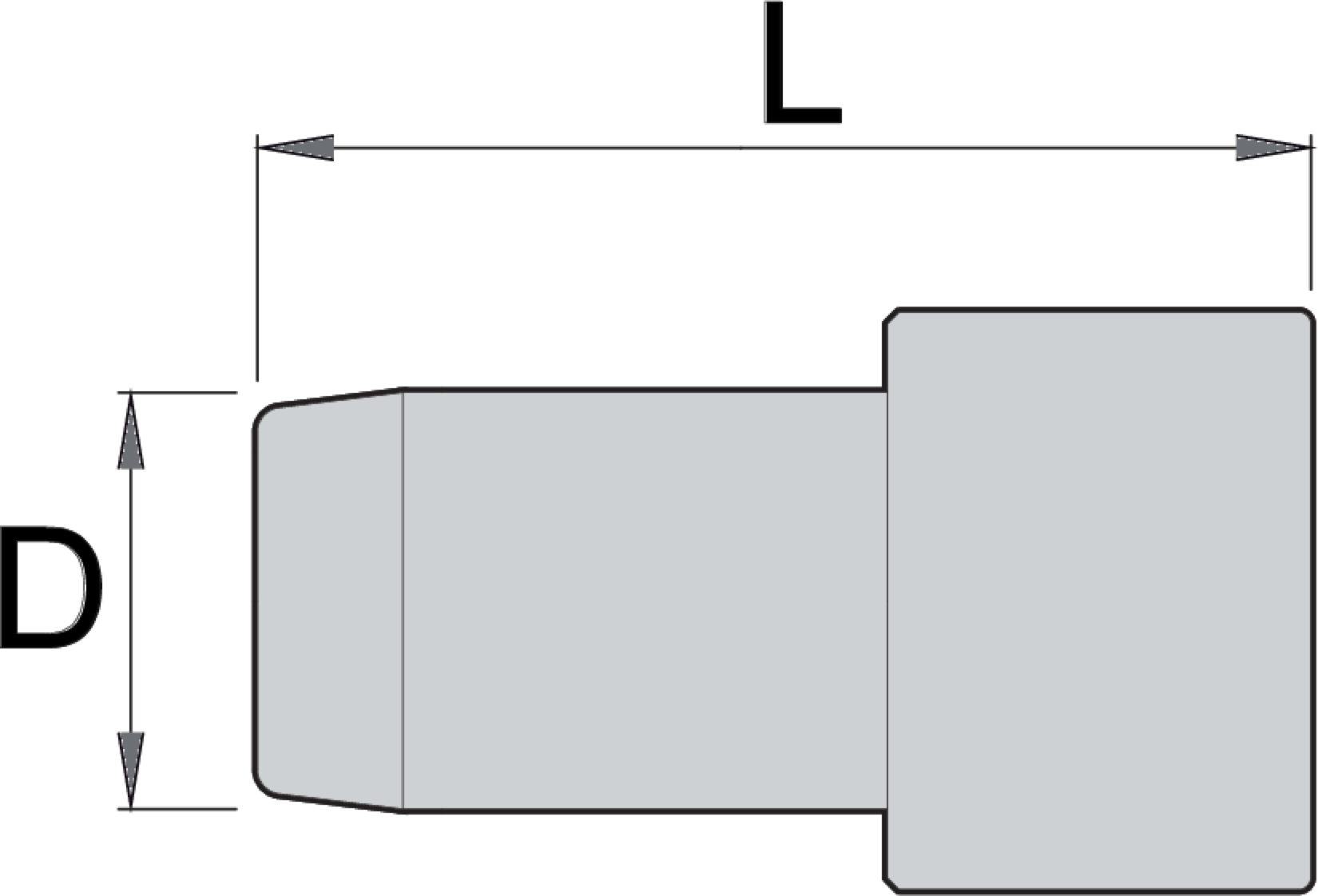 Dimensioned line drawing of the Unior 1702 fork seal driver (previous generation), showing its two-step profile with overall-length and stanchion-diameter callouts