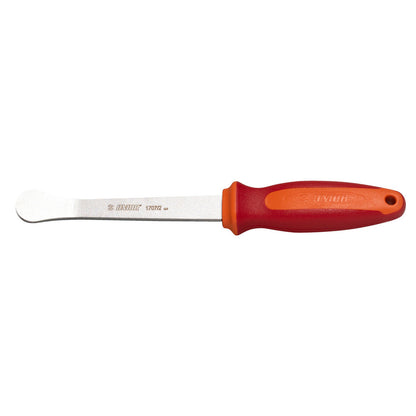 Unior 1707/2 fork dust seal remover shown full length: flat steel blade with a rounded tip, red and orange handle