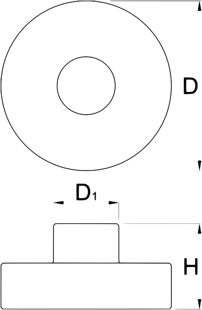 Dimension drawing of the Unior 1721.1 Bearing Press Drift: top and side views showing outer diameter D, pilot diameter D1, and height H
