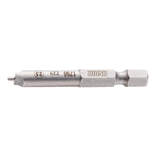 Unior Speed Nipple Bit 2.5 mm shown whole on white: slotted tip with a center pin, round barrel and hex shank