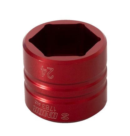 Unior Suspension Top Cap Socket 1783 size 24, red anodized aluminium hex socket for bicycle fork suspension service