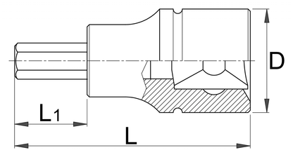 Unior 187/2HX 1/4-inch drive hex bit socket technical drawing with dimension callouts: 32 mm overall length, 13 mm bit projection, 12 mm body diameter