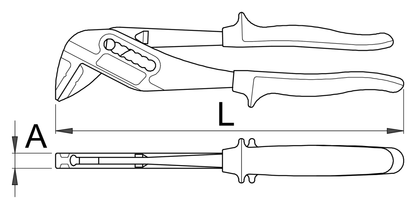 Unior 449/1PYTHON dimension drawing: L = 240 mm overall length, A = 11 mm jaw thickness