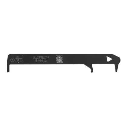 Unior Chain Wear Indicator 1644/6, black drop-gauge tool with 0.5 and 0.75 percent stretch marks