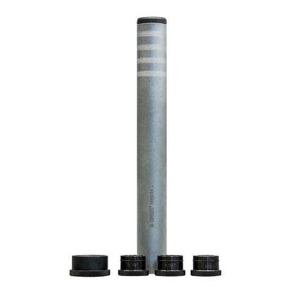 Unior 1683/5A Crown Race Setter, knurled steel tube with four black headset adapter rings including 1 1/8 and 1 1/4 inch