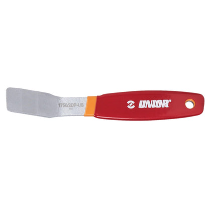 Unior Disc Brake Piston Spreader 1750/2DP-US, angled steel wedge tool with red handle for resetting caliper pistons