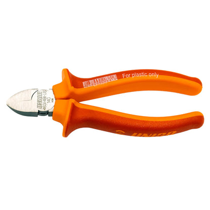 Unior Flush Cutters 463/4BI-US with orange insulated grips, plastic-only diagonal cutters for cable end caps