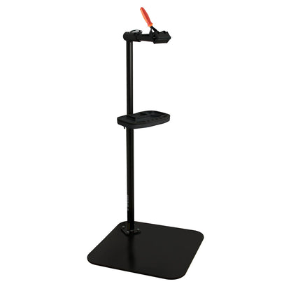 Unior Pro Repair Stand 1693B with single auto-adjustable clamp, square base, central tool tray and orange clamp handle