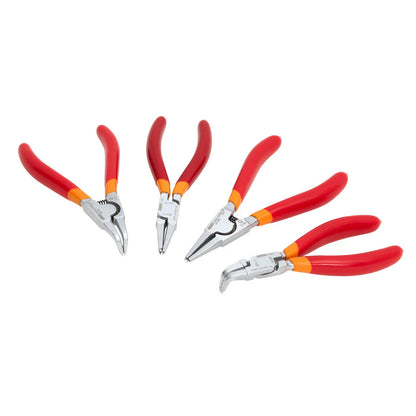 Unior Retaining Ring Circlip Pliers Set 539PLUS/1DPCT-US, four pliers with straight and bent tips and red grips