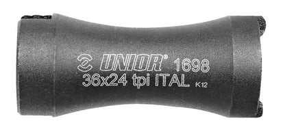 Unior 1698.2/4 Italian-thread tap adapter, engraved 36x24 tpi ITAL, mates a 1698.1 tap to the 1695/4BI magnetic handle