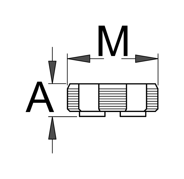Unior 1697.1 BSA tap dimension drawing with A (18 mm thickness) and M (1.3/8 x 24 TPI) callouts