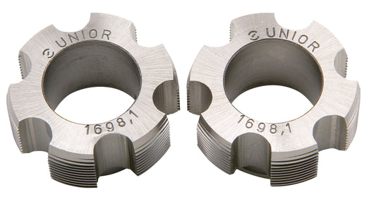 Unior 1698.1 Italian bottom bracket tap cutter pair, both taps engraved 1698,1 — 36 x 24 TPI ITAL, right-hand thread on both sides