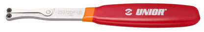 Unior 253/2DP-US adjustable pin spanner, US-red dipped handle, interchangeable 2.3 and 2.8 mm pins, side view