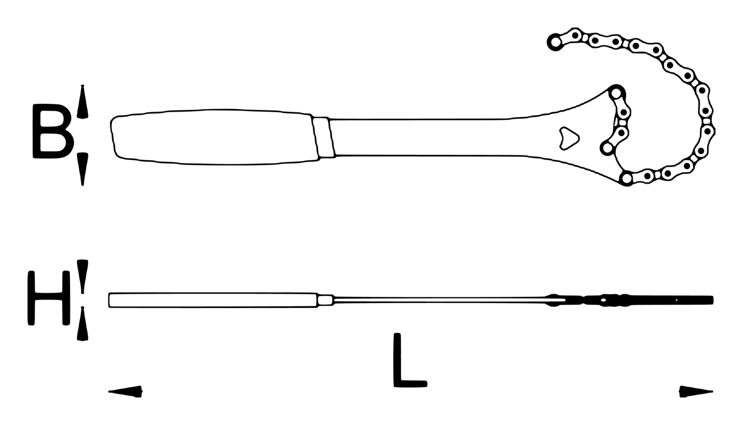 Dimension drawing of Unior Multispeed Chainwhip 1660/2DP-US with L, H, and B callouts (length, thickness, width)