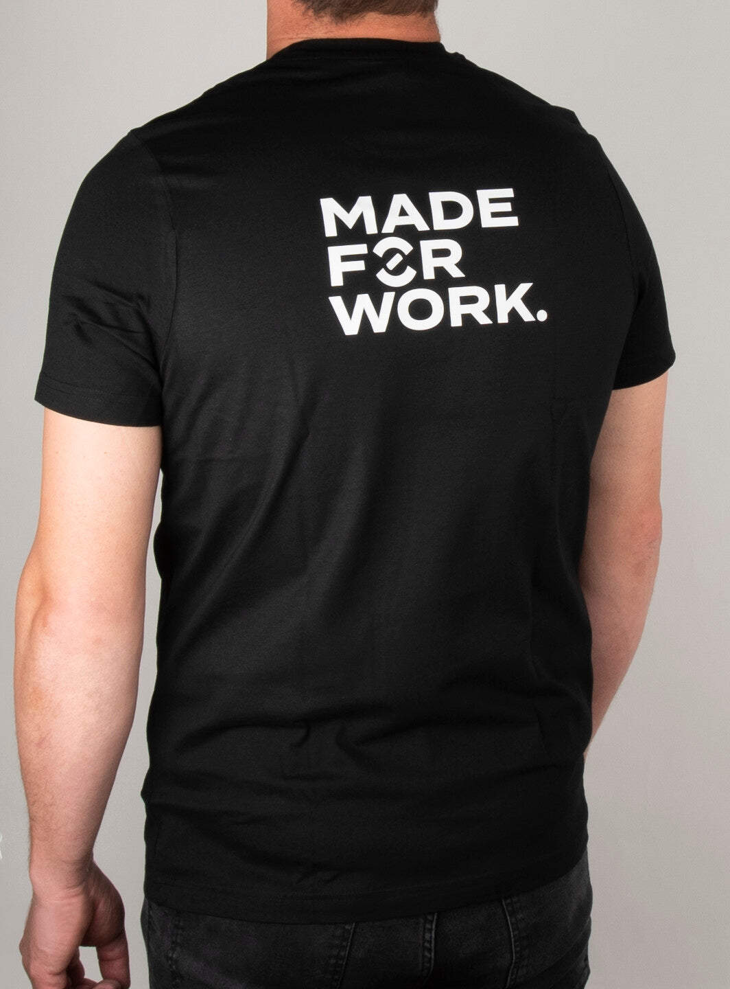 Unior Bike Tools Euro t-shirt in black, back view, white Made For Work print - 1850M.BIKE-BLACK