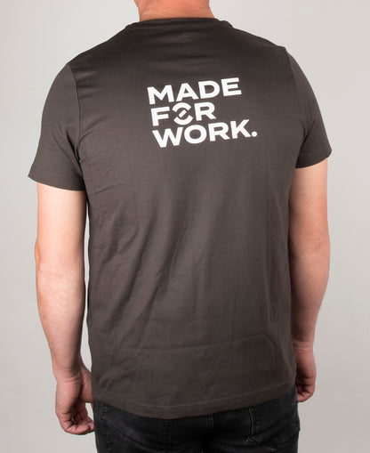 Unior Bike Tools Euro t-shirt in grey, back view, white Made For Work print - 1850M.BIKE-GREY