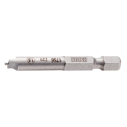 Unior Speed Nipple Bit 1.5mm, chrome slot-head driver bit with a 1/4" hex shank and depth-control pin, stamped 1756 Z29 1.5