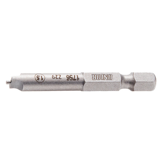 Unior Speed Nipple Bit 1.5mm, chrome slot-head driver bit with a 1/4" hex shank and depth-control pin, stamped 1756 Z29 1.5