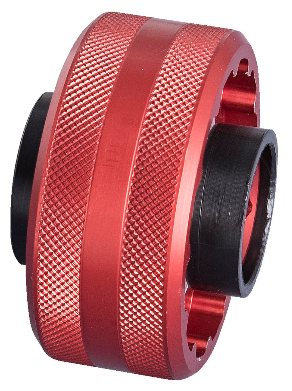 Unior 1671.T47 double-sided T47 socket from the side, knurled red body with guide adapters on both faces