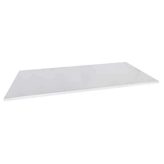 Unior Inox 6 ft bench top seen at an angle from above: plain rectangular stainless steel surface with a thin edge
