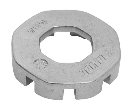 Unior Round Spoke Wrench 1631/5, reverse face with the 1631/5 marking, Unior logo and the eight slots on the underside
