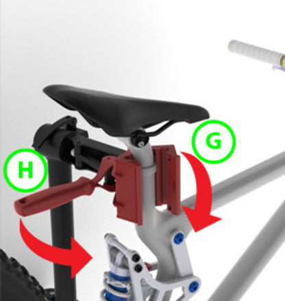 Unior 1693BS-US: open jaw (G) on the seatpost or tube and turn handle (H) until it holds