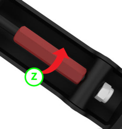 Unior 1693BS-US: turn the long red jaw-opening screw (Z) by hand to set clamp opening