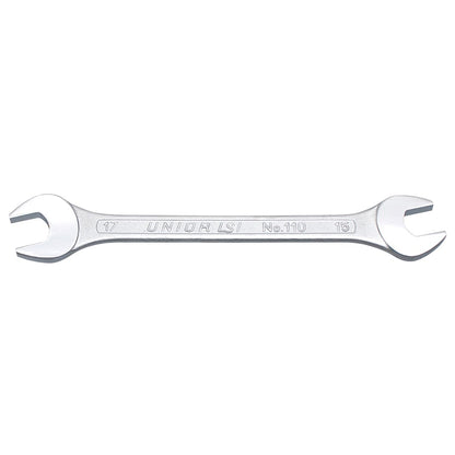 Unior Open End Combination Wrench No. 110, chrome-finished double-ended bicycle spanner with stamped sizes