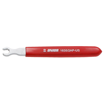 Unior 1635/2AP-US single-ended Mavic R-sys spoke wrench, red-coated grip with one shaped socket for proprietary spoke nipples