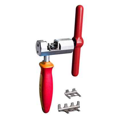 Unior Master Chain Tool 1647/2BBI with red T-handle, red and orange grip, plus two replacement chain hooks