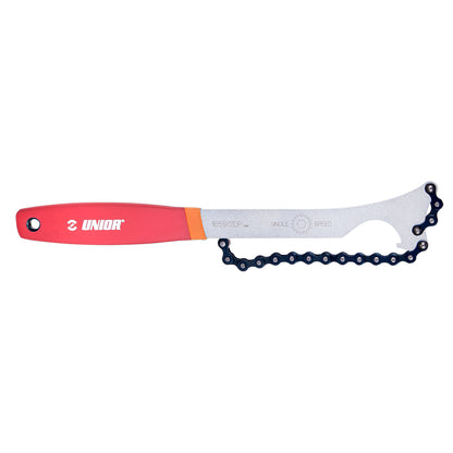 Unior 1659/2DP Singlespeed Chainwhip with red dipped handle and engraved single speed marking on the steel head