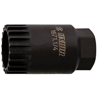 Unior 20-tooth cartridge bottom bracket tool 1671.1/4, black 20-spline socket for Shimano and ISIS cartridge cups