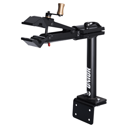 Unior 1693.2Q wall or bench mounted repair stand, screw-type clamp with brass knob and steel mounting bracket